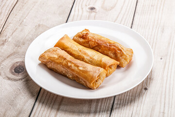 Traditional crispy fried stuffed springroll