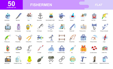 Fishermen icon set