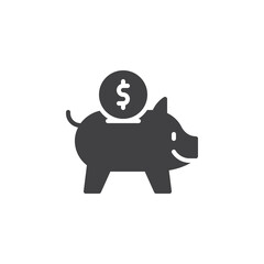 Piggy bank with a coin vector icon