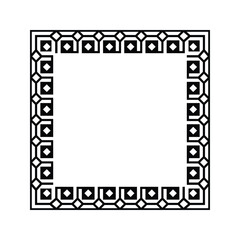 Ornamental Geometric Square Border Pattern Design with Symmetrical Shapes