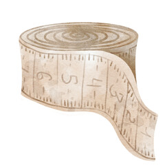 Centimeter tape for measuring the height of a newborn in watercolor baby style