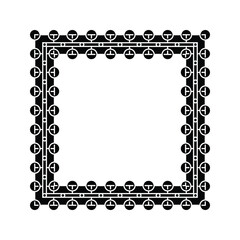Ornamental Geometric Square Border Pattern Design with Symmetrical Shapes
