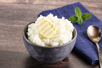 Homemade rice porridge with butter