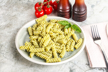 Italian pasta with basil pesto