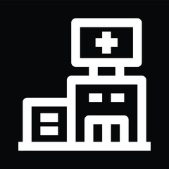 Obraz premium White Hospital Icon on Black Background