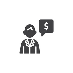 Person in a suit giving financial advice vector icon
