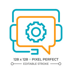 Technical support two color line icon. Call center. IT support. Tech service. Headset and gear bicolor outline symbol. Duotone linear pictogram. Isolated illustration. Editable stroke