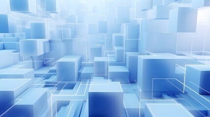 Obraz premium 3d rendering of white and blue abstract geometric background. Scene for advertising, technology, showcase, banner, game, sport, cosmetic, business, metaverse. Sci-Fi Illustration. Product display