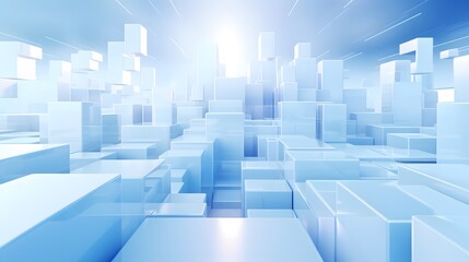 Fototapeta premium 3d rendering of white and blue abstract geometric background. Scene for advertising, technology, showcase, banner, game, sport, cosmetic, business, metaverse. Sci-Fi Illustration. Product display