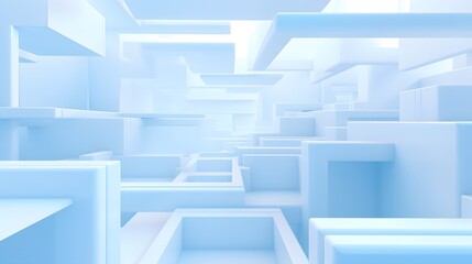 Fototapeta premium 3d rendering of white and blue abstract geometric background. Scene for advertising, technology, showcase, banner, game, sport, cosmetic, business, metaverse. Sci-Fi Illustration. Product display