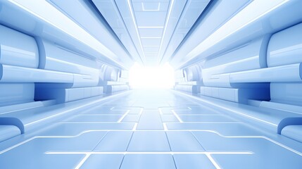 Obraz premium 3d rendering of white and blue abstract geometric background. Scene for advertising, technology, showcase, banner, game, sport, cosmetic, business, metaverse. Sci-Fi Illustration. Product display