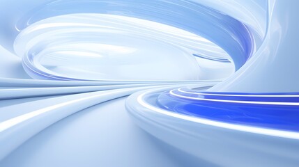 3d rendering of white and blue abstract geometric background. Scene for advertising, technology, showcase, banner, game, sport, cosmetic, business, metaverse. Sci-Fi Illustration. Product display