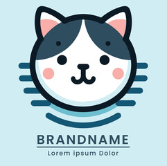 Whimsical and delightful cat logo with a modern and cheerful expression perfect for pet brands