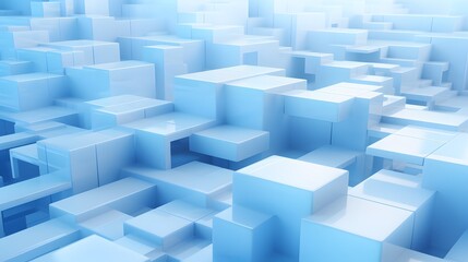 Obraz premium 3d rendering of white and blue abstract geometric background. Scene for advertising, technology, showcase, banner, game, sport, cosmetic, business, metaverse. Sci-Fi Illustration. Product display