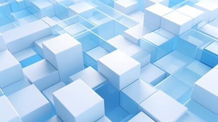 Obraz premium 3d rendering of white and blue abstract geometric background. Scene for advertising, technology, showcase, banner, game, sport, cosmetic, business, metaverse. Sci-Fi Illustration. Product display