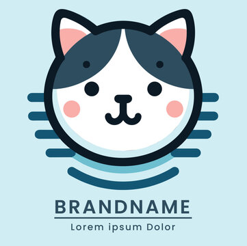 Whimsical and delightful cat logo with a modern and cheerful expression perfect for pet brands