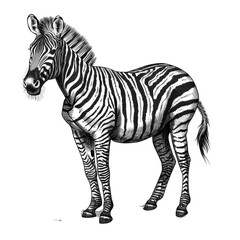 Fototapeta premium Black And White Drawing Zebra lllustration Art, Generative AI
