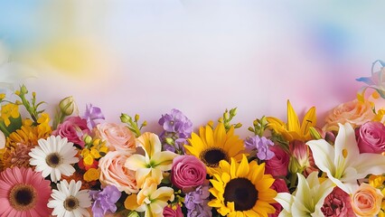 Summer flowers on a light background frame