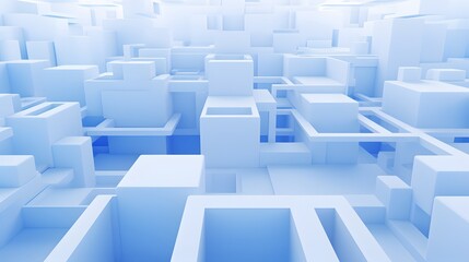 3d rendering of white and blue abstract geometric background. Scene for advertising, technology, showcase, banner, game, sport, cosmetic, business, metaverse. Sci-Fi Illustration. Product display