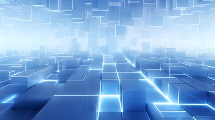 3d rendering of white and blue abstract geometric background. Scene for advertising, technology, showcase, banner, game, sport, cosmetic, business, metaverse. Sci-Fi Illustration. Product display