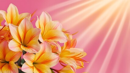 Alstroemeria flowers on pink background in sunlight