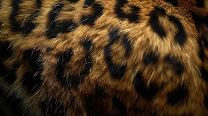 A close-up of a jaguars fur, showing the velvety texture and distinctive black rosette pattern