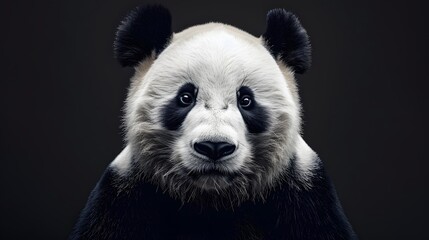 Obraz premium Template of Portrait of panda with a black background. 