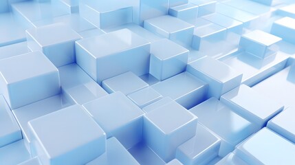 Obraz premium 3d rendering of white and blue abstract geometric background. Scene for advertising, technology, showcase, banner, game, sport, cosmetic, business, metaverse. Sci-Fi Illustration. Product display