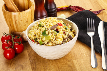 Bulgur with lamb and vegetables