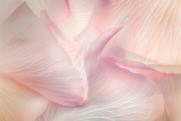 close-up of a delicate white with soft pink petal with intricate vein patterns on a soft, light background