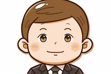 Obraz premium Friendly cartoon boy with a welcoming smile perfect for childrens book illustrations and educational materials