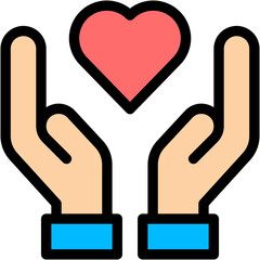 Vector Icon Heart, Donation, Hand Heart, Love, Pray, Caregiver, Sympathy