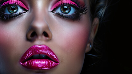 gorgeous woman with pink lips