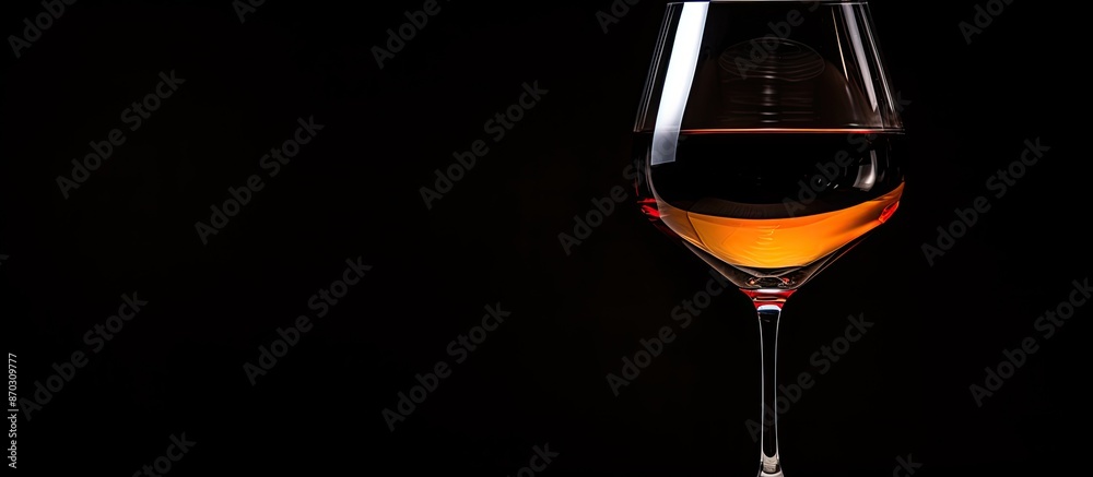 Aufkleber close-up view of a glass of wine against a black backdrop with ample copy space image.