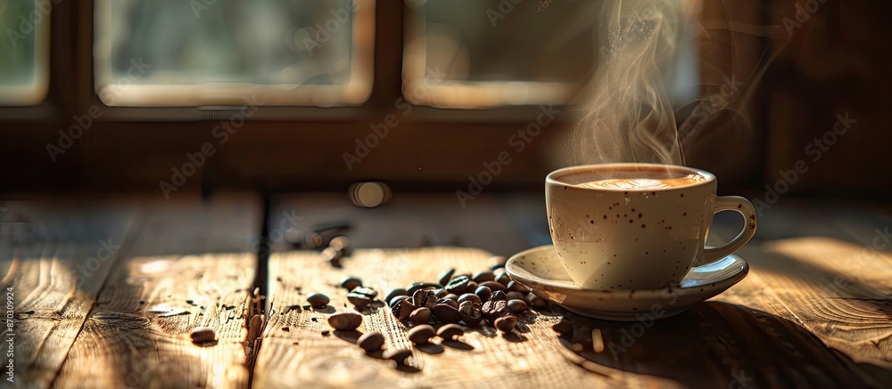 Poster Quick pause with a hot drink, ideal for a break with a copy space image.