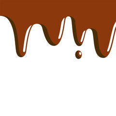 Melted brown chocolate dripping on transparent background