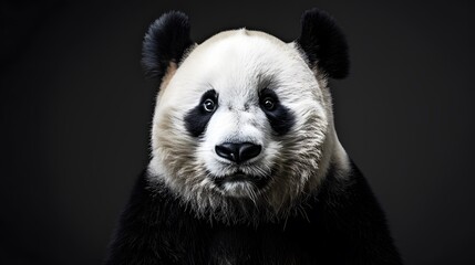 Obraz premium Template of Portrait of panda with a black background. 