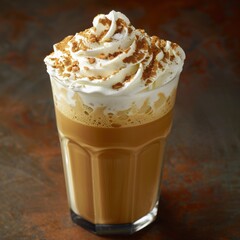 Classic pumpkin spice latte topped with whipped cream.