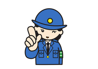 指さしポーズの婦人警官