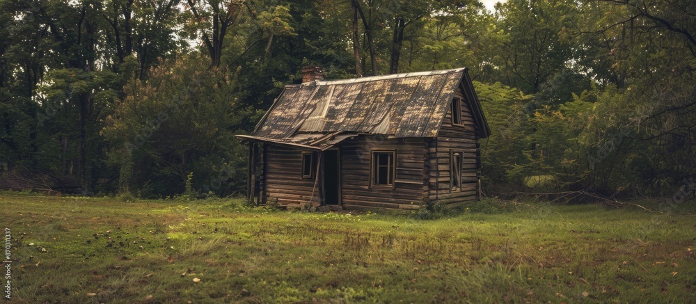 Poster very old little rural house. with copy space image. place for adding text or design