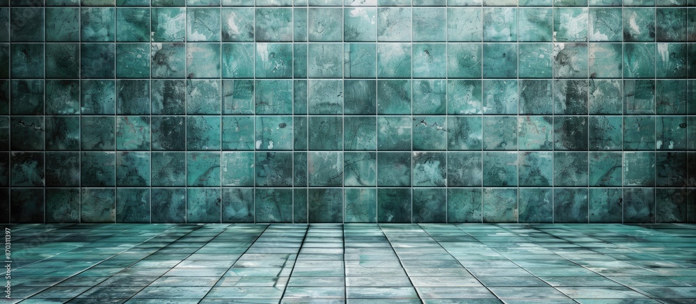 Poster grunge bathroom tiles. with copy space image. place for adding text or design
