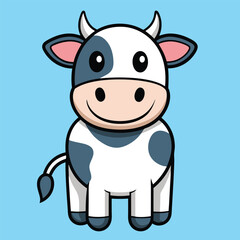 Obraz premium Cute Cow Cartoon Vector Icon Illustration.