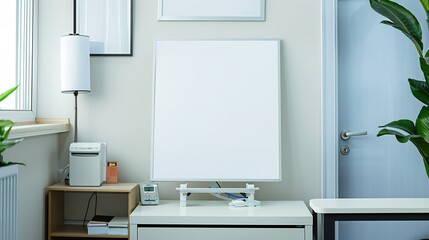 Empty White Poster in Doctor's Office with Medical Equipment