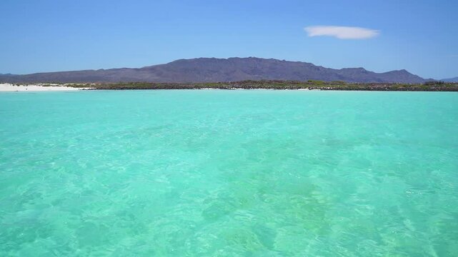 Majestic ocean water crystal clear turquoise color in Isla Coronado, Loreto, Baja California Sur, Mexico