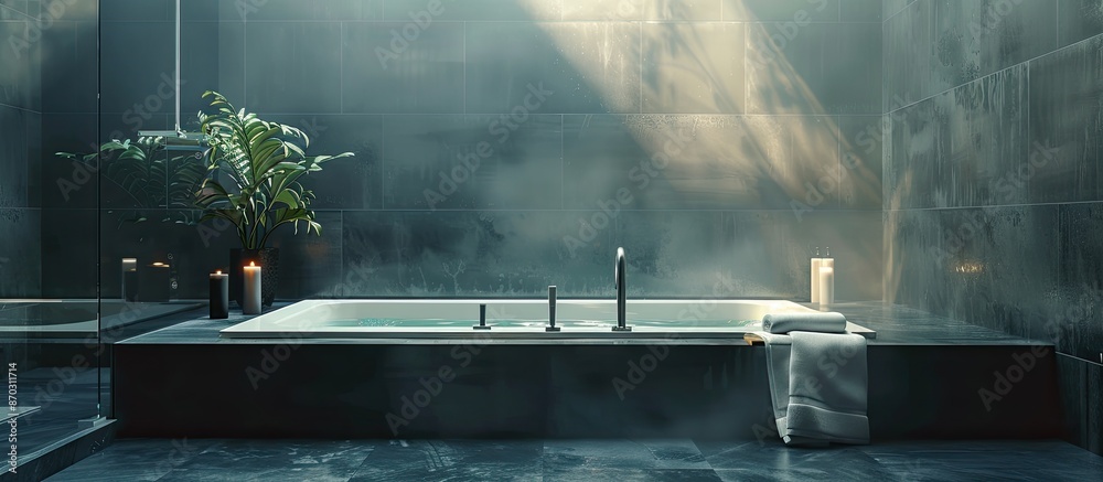 Poster interior of a hotel bathroom. with copy space image. place for adding text or design