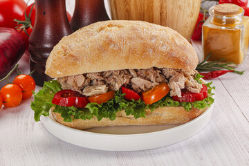 Ciabatta with canned tuna sandwich
