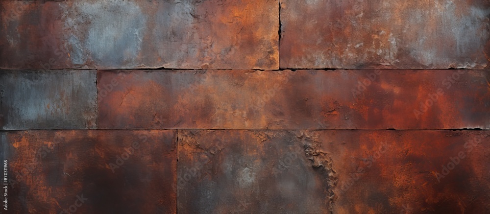 Aufkleber Zinc tile with red rust, creating an abstract texture background for copy space image.