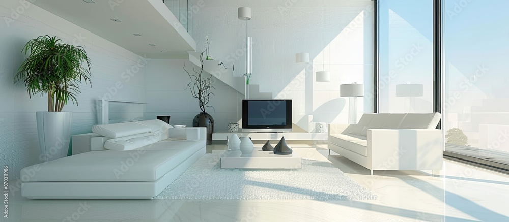 Poster Photo Picture internal view of a modern living room. with copy space image. Place for adding text or design
