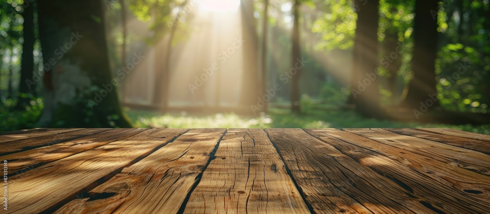 Aufkleber Close Up wood table with blur background. with copy space image. Place for adding text or design