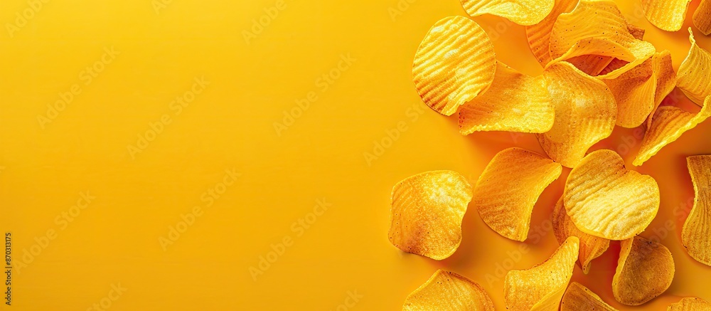 Aufkleber a bird's-eye-view banner displaying textured golden corrugated chips on a yellow background, evoking
